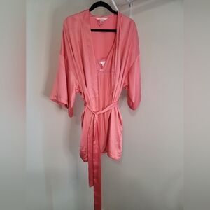 Victoria Secret Angel's Pink One Size Robe With Belt And Matching Nighty Sz M